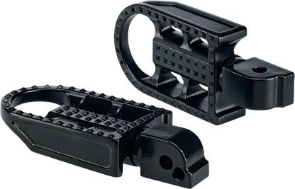 Black electroplated BILTWELL Mushman footpegs for motorcycles, standard size, with a body design, by Bill's Exhausts.