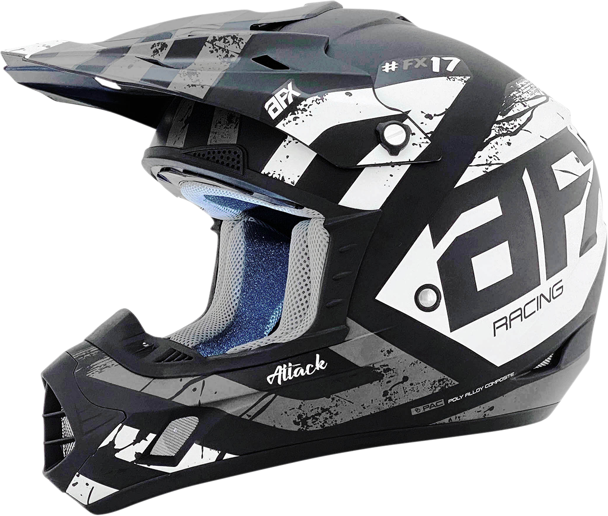 Bill's Exhausts AFX FX-17 Attack helmet in matte black and silver, XL size, with sleek aerodynamic design and clear visor.