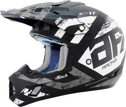Bill's Exhausts AFX FX-17 Attack helmet in matte black and silver, XL size, with sleek aerodynamic design and clear visor.