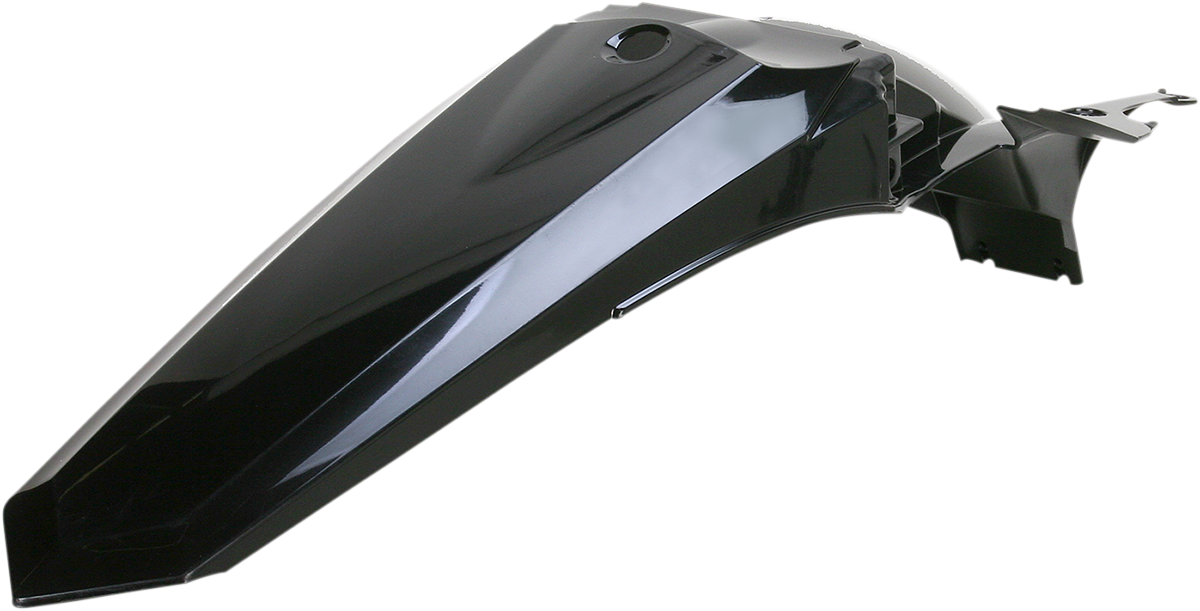 Acerbis black rear fender motorcycle body part with mounting points, designed for durability and style.