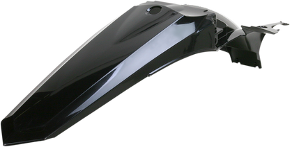 Acerbis black rear fender motorcycle body part with mounting points, designed for durability and style.