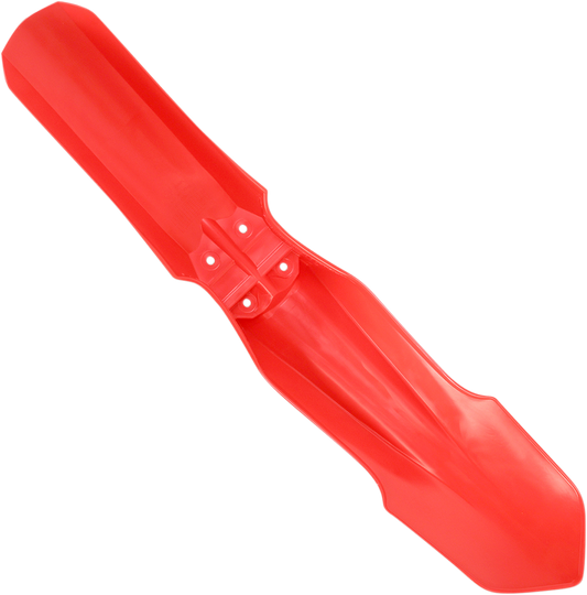 Acerbis red front fender motorcycle body part with brand logo, designed for off-road or motocross bikes.