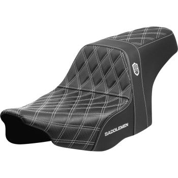 SADDLEMEN Pro Series SDC performance motorcycle seat with white stitching for FLT/FLH 2023-2024, without backrest