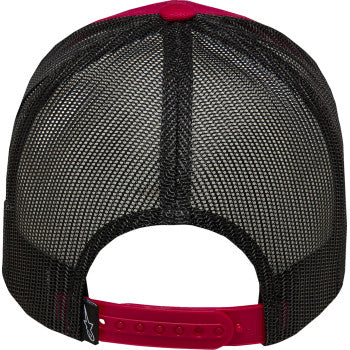Red and black ALPINESTARS Dunker hat, one size, featuring bold branding and sporty design, suitable for casual wear.