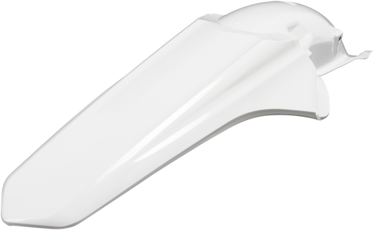 White ACERBIS rear fender for motorcycle, designed as a durable body part, shown in an outdoor setting