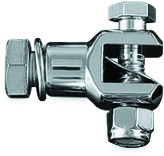 Pair of Kuryakyn chrome peg mount clevis with 1/2 inch-20 bolts, used for motorcycle footpeg installation.