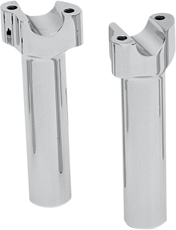 Chrome Buffalo Billet Aluminum Handlebar Risers by Drag Specialties, 6-inch motorcycle handlebar risers with a polished finish.