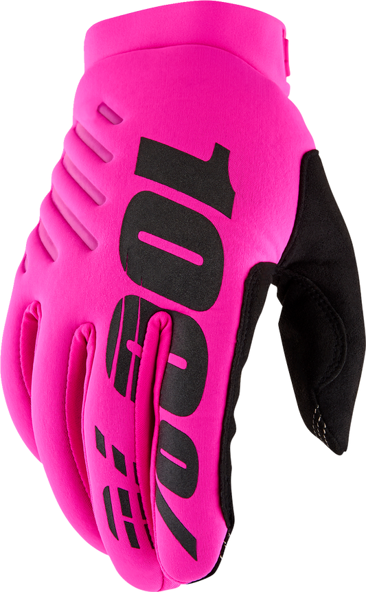 100% Women's Brisker Gloves - Neon Pink/Black - Large 10005-00008 - Howling Moto