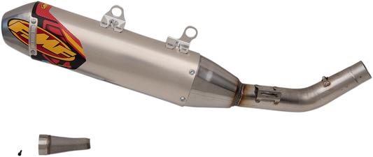 FMF PowerCore 4 HEX muffler for high-performance motorcycle exhaust system, showcasing durable construction and sleek design.