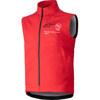 Alpinestars Techstar Softshell Vest in red, XL size, designed for riding, featuring a sleek softshell material and sporty fit