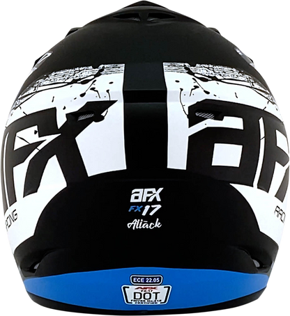 Bill's Exhausts AFX FX-17 Attack helmet in matte blue and black, size 2XL, with a sleek aerodynamic design and vent openings.