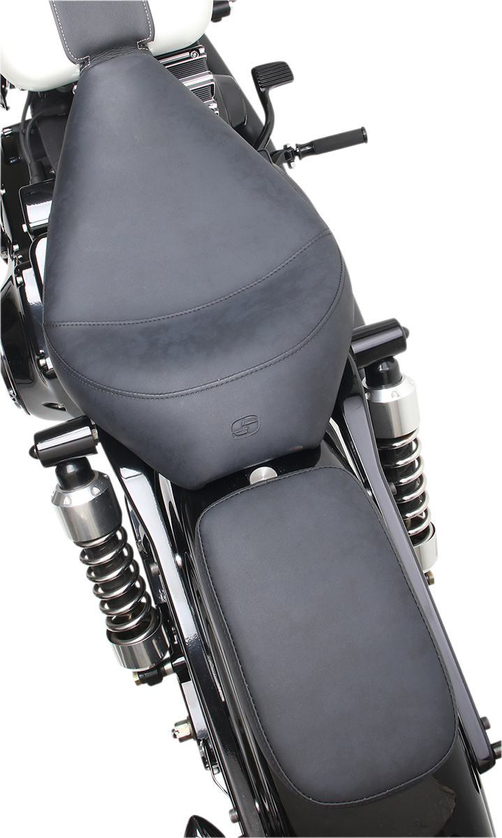 Brushed S3 seat pad by Saddlemens, 6-inch wide, designed for motorcycle seats, with a textured brushed finish and durable construction.