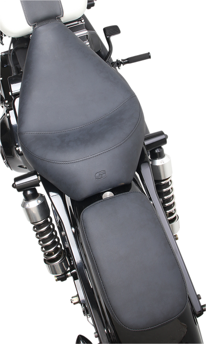 Brushed S3 seat pad by Saddlemens, 6-inch wide, designed for motorcycle seats, with a textured brushed finish and durable construction.
