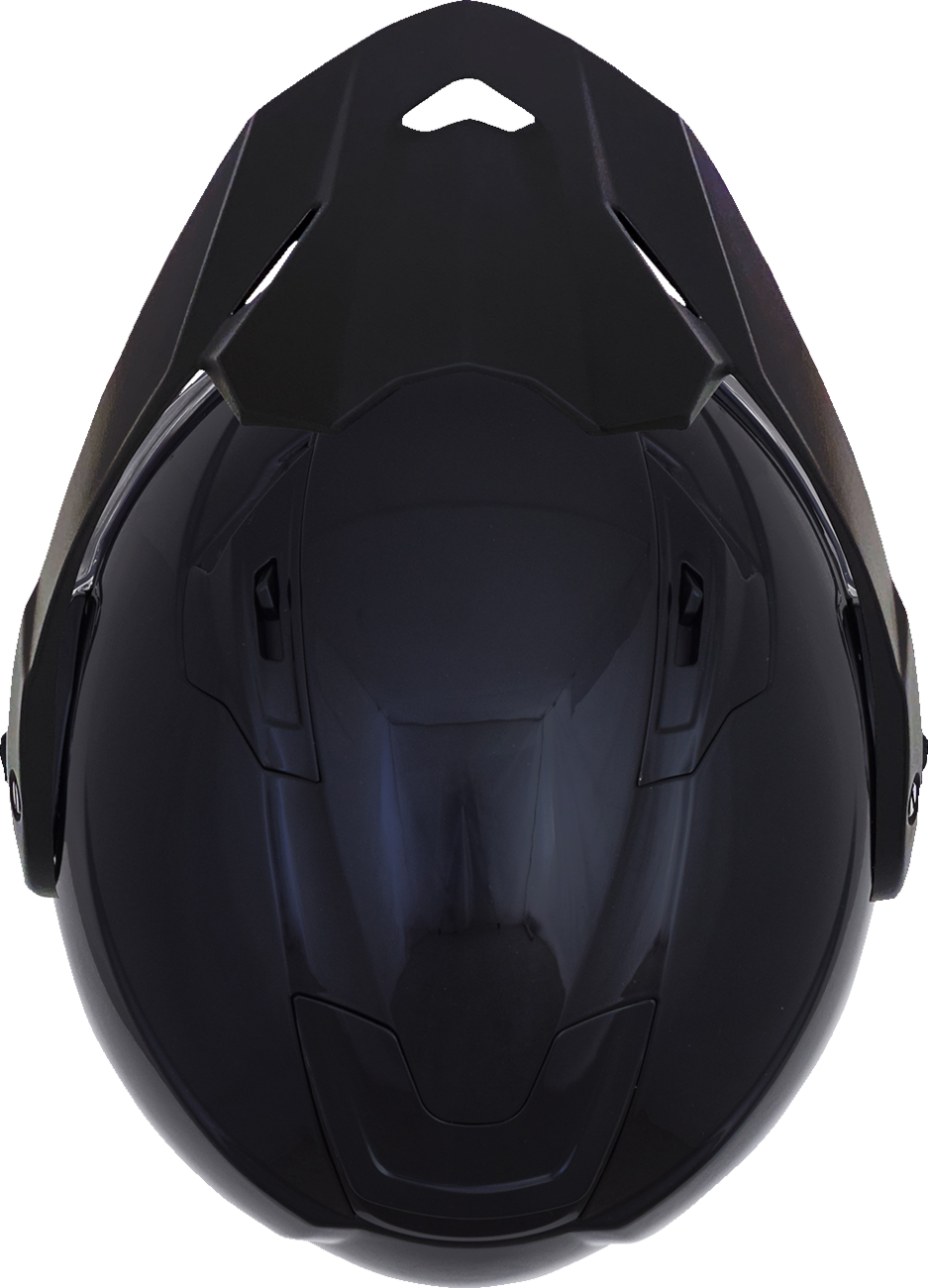 Gloss black AFX FX-111DS motorcycle helmet in small size with aerodynamic design and clear face shield.