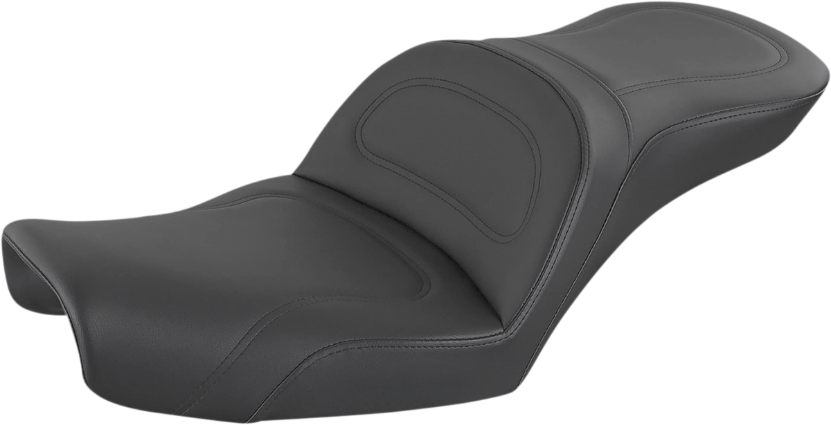 Black SADDLEMEN Explorer motorcycle seat by Bill's Exhausts, stitched design, no backrest, compatible with Dyna 896-04-0291.