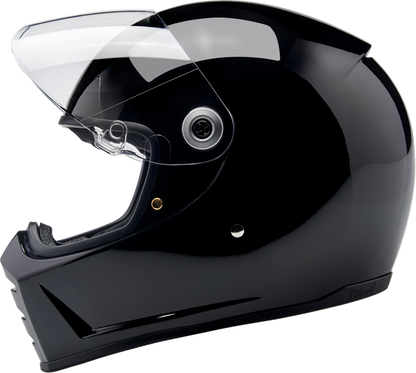 Gloss black BILTWell Lane Splitter motorcycle helmet in XL size, featuring sleek design and clear visibility from the front view.
