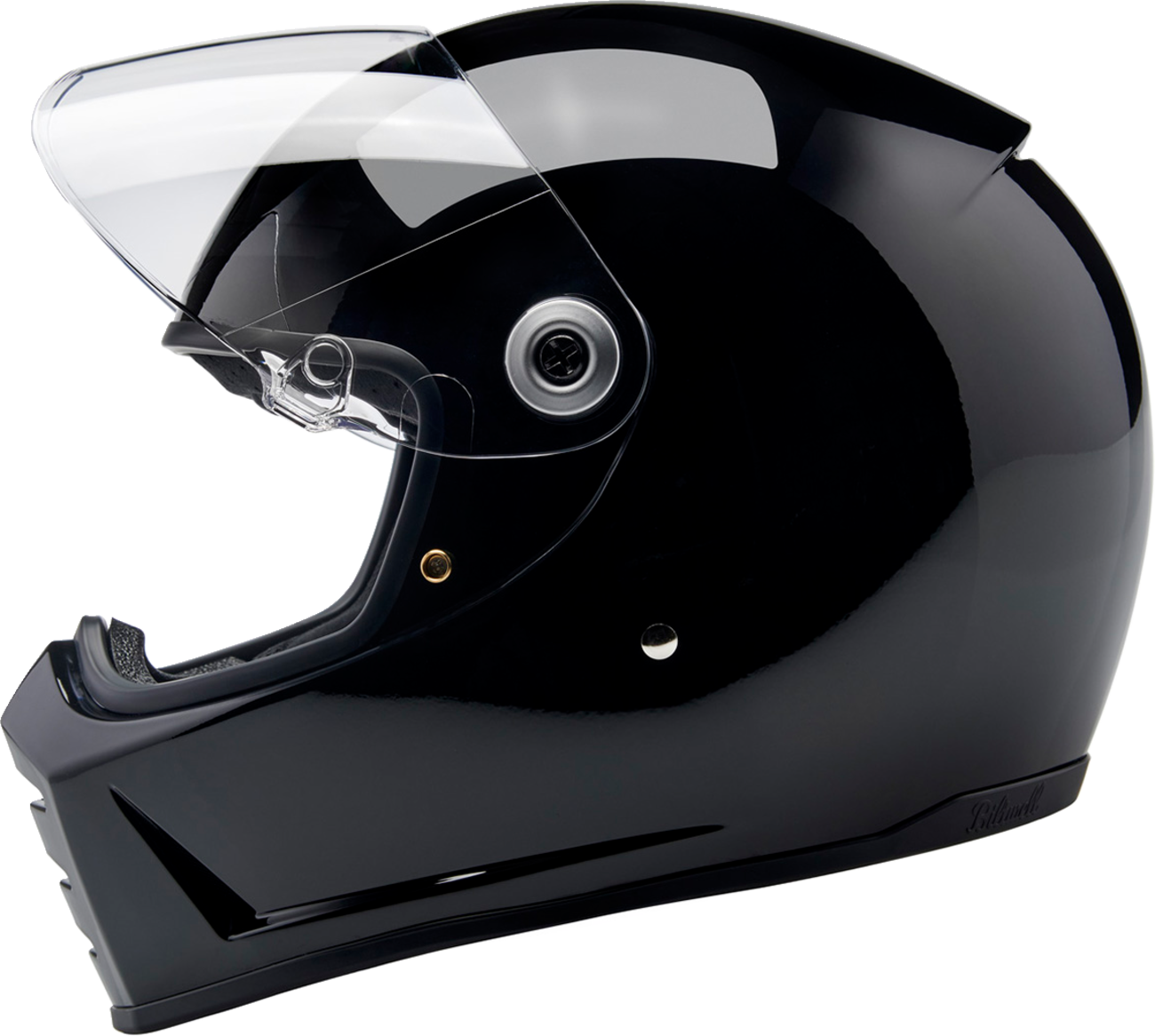 BILTWELL Lane Splitter helmet in glossy black, 2XL size, featuring a sleek, aerodynamic design for motorcycle riding safety.