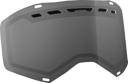 Scott Prospect/Fury lens with ACS dual gray AFC for motorcycle helmet, showing the gray-colored lens and mounting features.