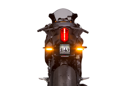 YOSHIMURA Fender Eliminator Kit for Yamaha motorcycles, showing sleek black license plate holder and integrated tail light assembly.