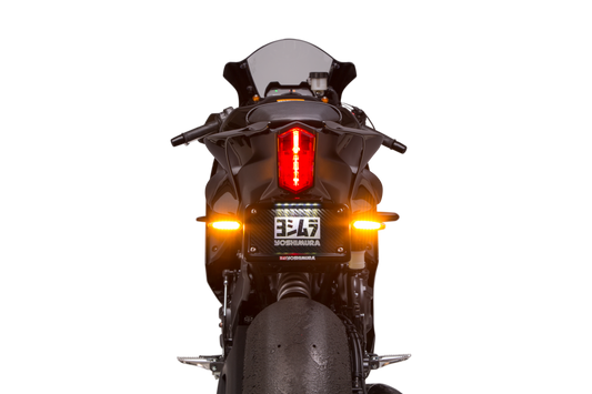 YOSHIMURA Fender Eliminator Kit for Yamaha motorcycles, showing sleek black license plate holder and integrated tail light assembly.
