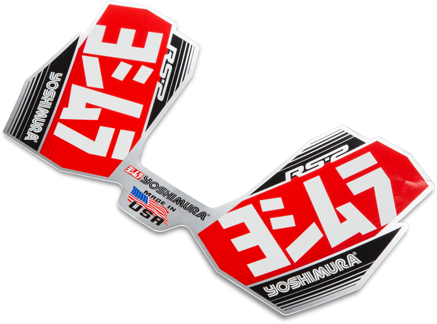 YOSHIMURA RS2-NB001 off-road muffler logo decal featuring the Yoshimura brand name on a black background