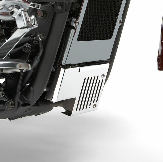 Chrome COBRA regulator cover for Kawasaki Vulcan Vn900, part 05-9349, showcasing the shiny, protective accessory on the motorcycle.