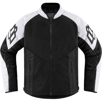 Bill's Exhausts ICON Mesh AF™ Jacket in black and white, small size, showing breathable mesh fabric and stylish design.