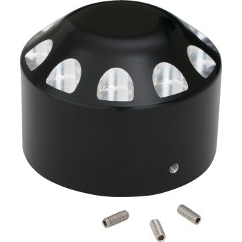 Black SHOW CHROME axle nut cover for motorcycle axle, featuring the Bill's Exhausts branding and a sleek protective design.