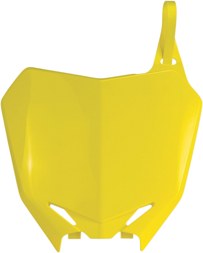 Acerbis front number plate for 2002 RM motorcycle in yellow, showing the body panel with mounting holes and Acerbis branding.