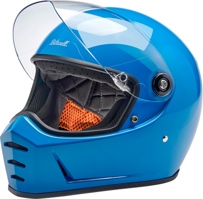 BILTWELL Lane Splitter helmet in glossy Tahoe Blue, XL size, featuring a sleek motorcycle helmet design with ventilation details.