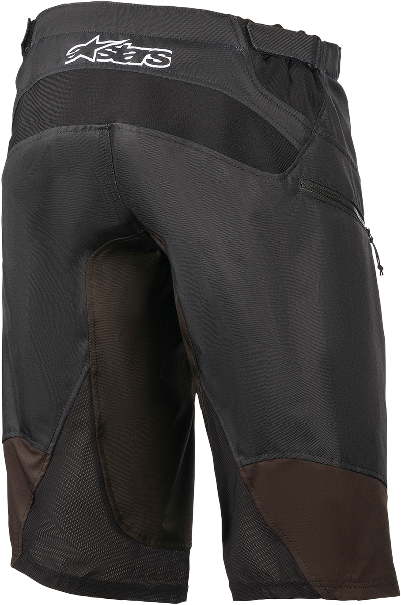 Black and white ALPINESTARS Astar Racer Shorts for men, size US 28, featuring sporty design and branding details.