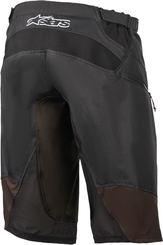 Black and white ALPINESTARS Astar Racer Shorts for men, size US 28, featuring sporty design and branding details.