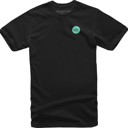 Black Alpinestars Faster T-Shirt in 2XL, featuring the Alpinestars logo and design details, displayed on a plain background.