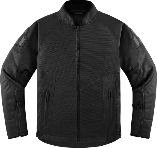 Black ICON Mesh AF™ Jacket in Medium by Bill's Exhausts, featuring breathable mesh fabric and a sleek jacket design.