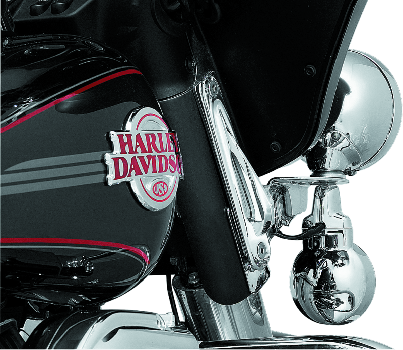 Kuryakyn Custom Teardrop Tie-Down Brackets in chrome for Harley Davidson Road King touring models 1983-2013