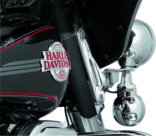 Kuryakyn Custom Teardrop Tie-Down Brackets in chrome for Harley Davidson Road King touring models 1983-2013