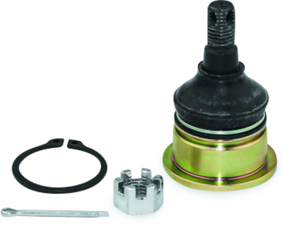 QuadBoss heavy-duty steel lower ball joint kit for Yamaha YFM660R Raptor and YFZ450, shown in close-up view