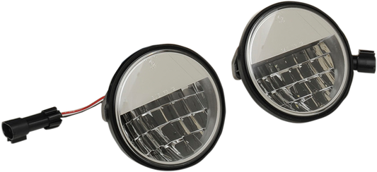 DRAG SPECIALTIES 4.5-inch LED fog light with reflector for motorcycle or vehicle lighting, shown with reflective surface and mounting bracket.