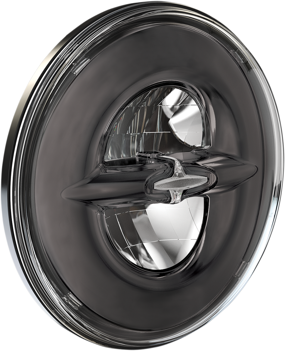 DRAG SPECIALTIES 7-inch reflector-style LED headlamp in dark chrome finish with reflective lens and mounting hardware.