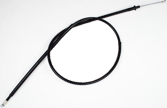 Motion Pro black vinyl clutch cable with long housing for motorcycles, featuring longitudinal winding for durability and smooth operation.