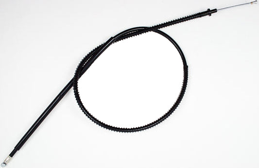 Motion Pro black vinyl clutch cable with long housing for motorcycles, featuring longitudinal winding for durability and smooth operation.