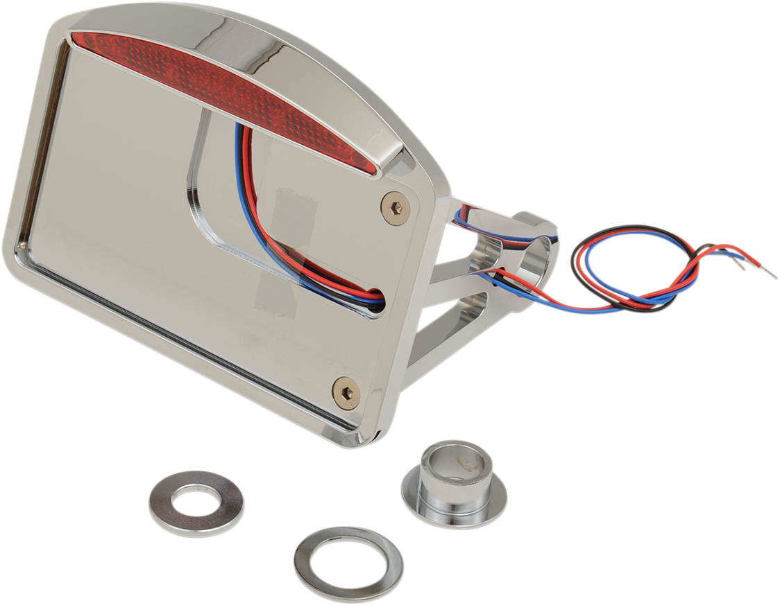 DRAG SPECIALTIES side mount taillight and license plate mount for motorcycle, black metal construction with mounting hardware