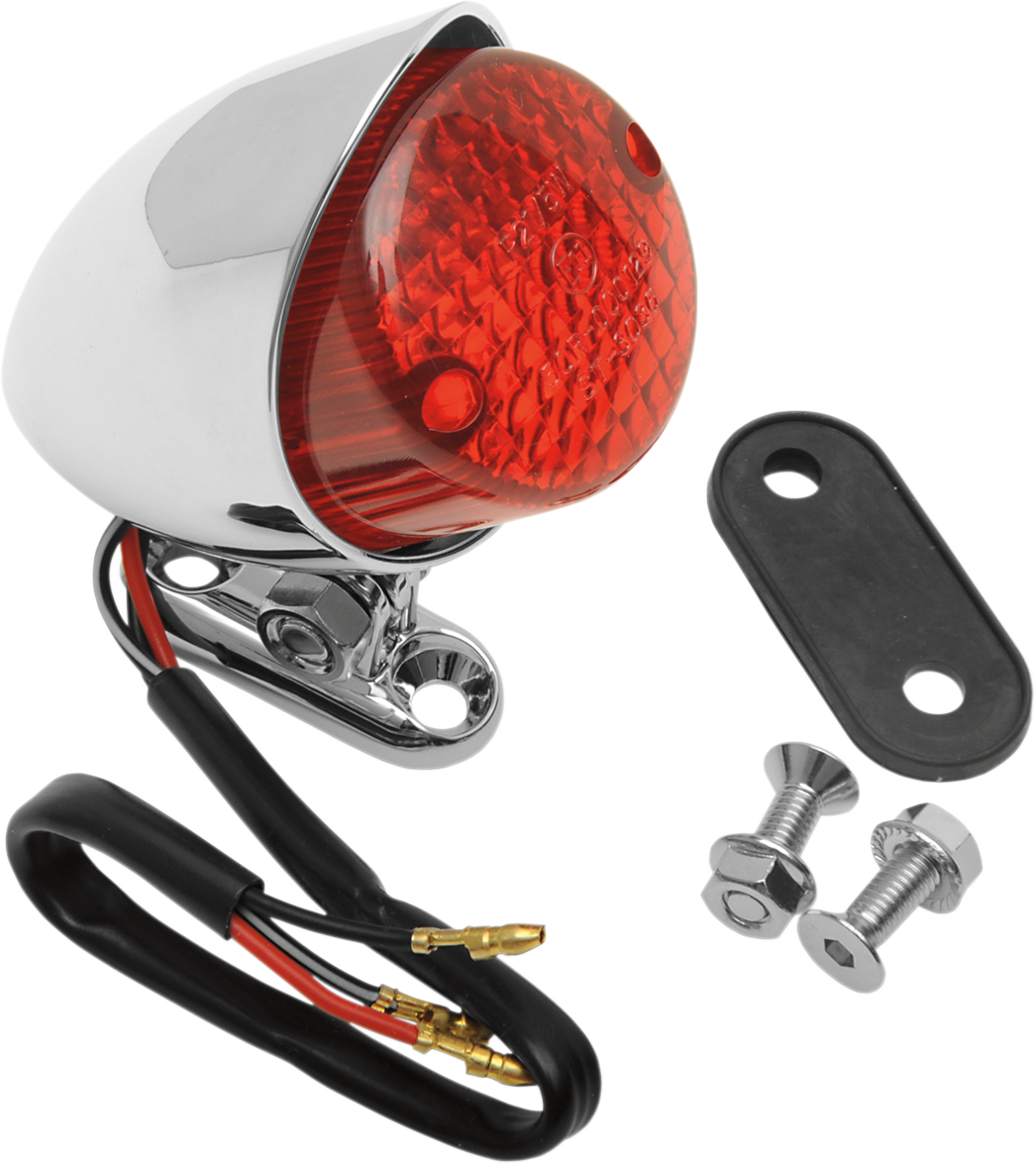 DRAG SPECIALTIES Bobber taillight with red lens, motorcycle accessory, compact and streamlined for classic bobber bikes.