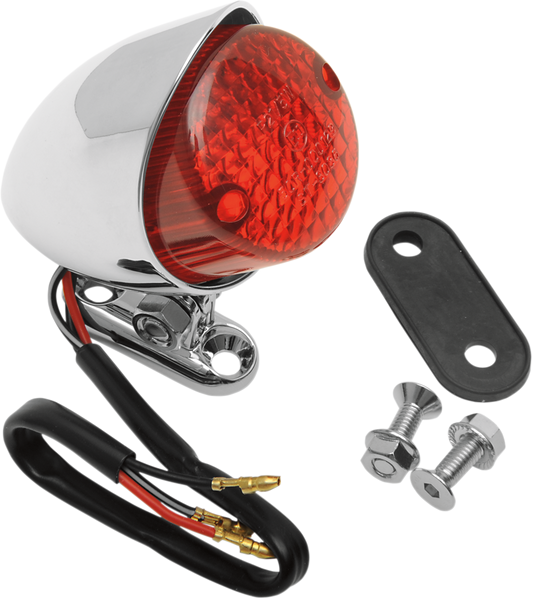 DRAG SPECIALTIES Bobber taillight with red lens, motorcycle accessory, compact and streamlined for classic bobber bikes.