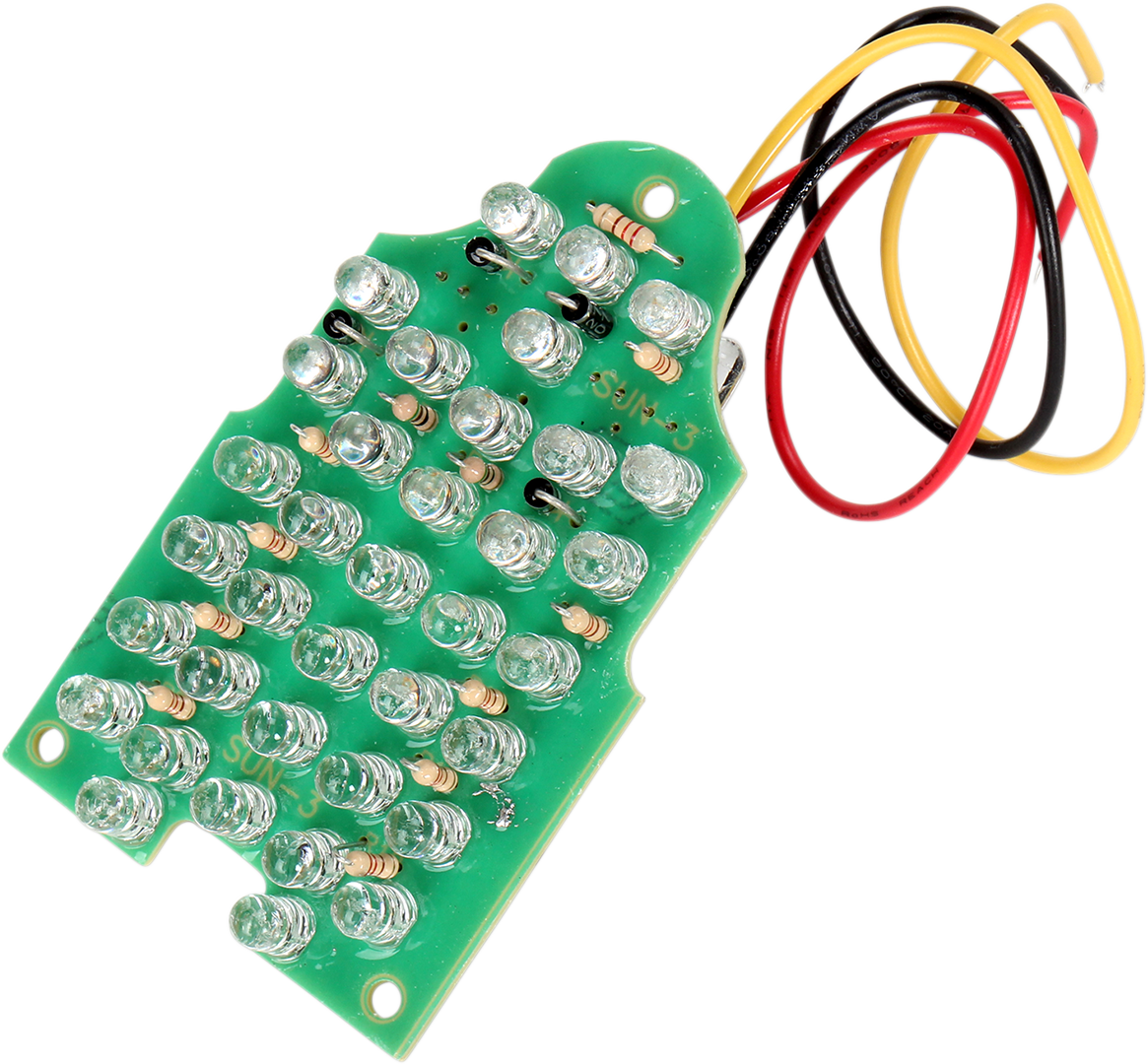 DRAG SPECIALTIES dual-function LED tombstone taillight board showing LED lights and wiring for motorcycle tail light upgrade