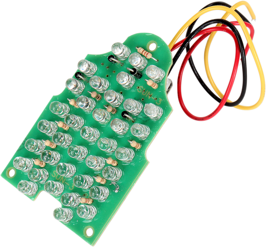 DRAG SPECIALTIES dual-function LED tombstone taillight board showing LED lights and wiring for motorcycle tail light upgrade