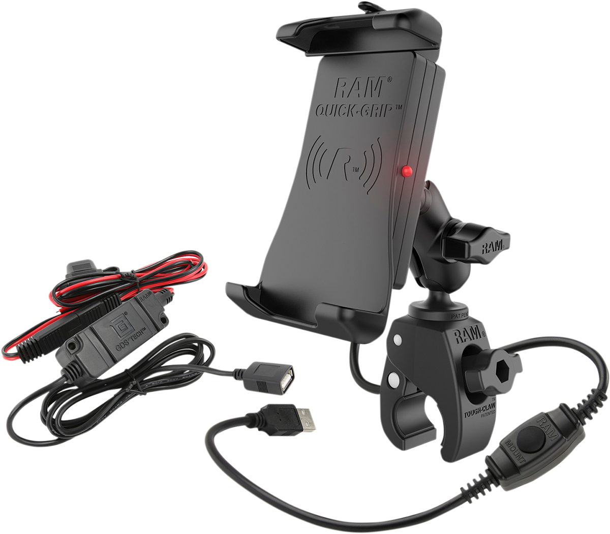 RAM MOUNTS Device Holder - Quick-Grip - Charging - Wireless - Waterproof - Tough Claw RAMB400AUN14WV7 - Howling Moto