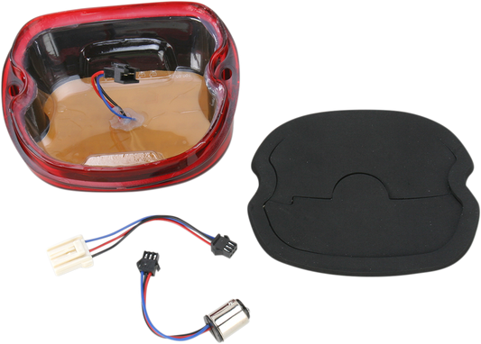 DRAG SPECIALTIES Red L24-0436RLED taillight with full LED board for modern vehicles, showcasing the red lens and LED lighting elements.