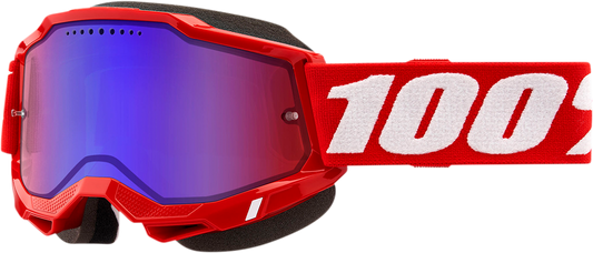 100% Accuri 2 Snow Goggles - Red - Red/Blue Mirror 50022-00005 - Howling Moto