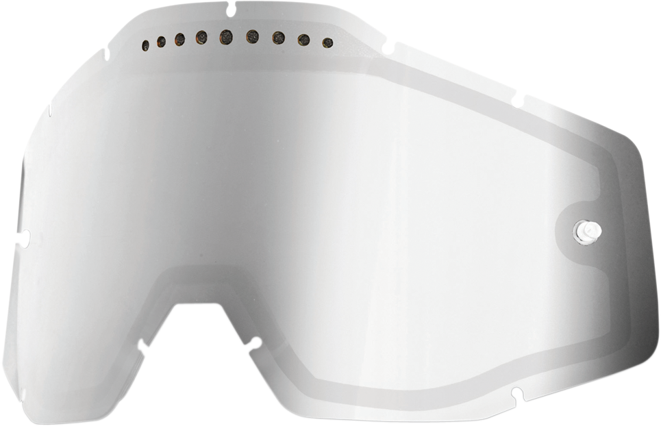 Bill's Exhausts 100% Accuri, Racecraft, Strata dual vented lenses in silver mirror finish, designed for motorcycle helmets.